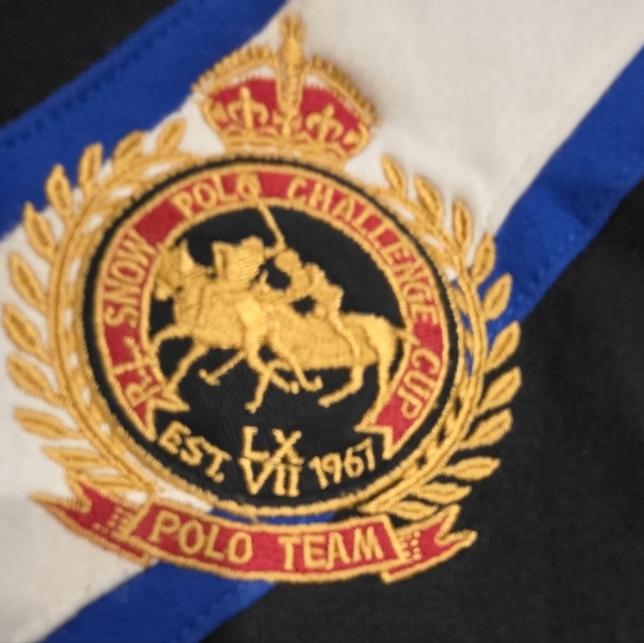 Ralph Lauren Polo Black Long Sleeve Shirt with Embroidered Team Crest - Picture 2 of 7
